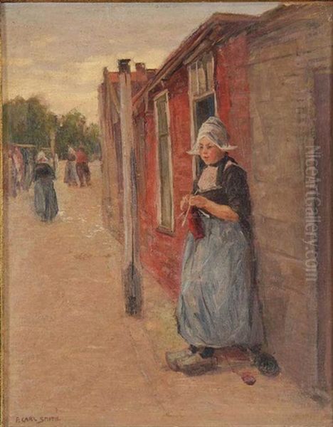 Knitting Out Of Doors - Volendam, Holland - view 1