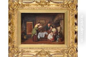 "news From Abroad" - A Cottage Interior Scene by George Smith