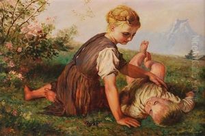 Children In A Landscape by George Smith