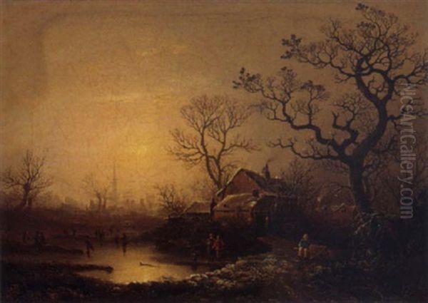 Figures Skating In A Winter Landscape - view 1