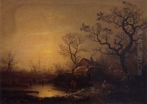Figures Skating In A Winter Landscape