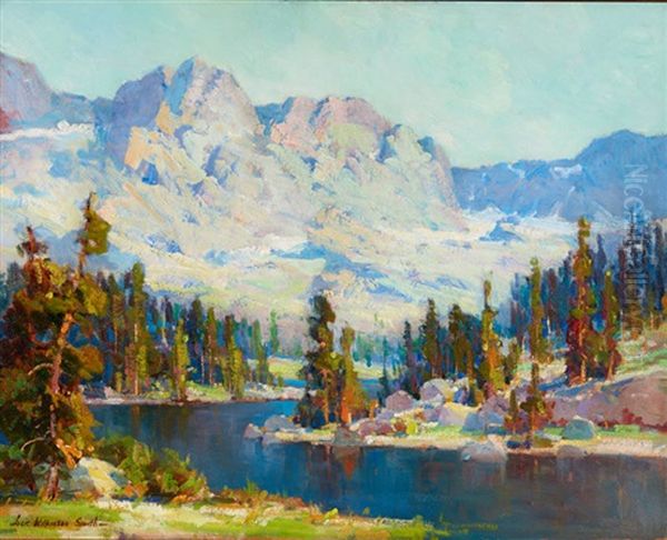 Pine Bordered Lake, High Sierra - view 1