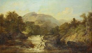 Fisherman Along A Swift Moving River by James Burrell Smith