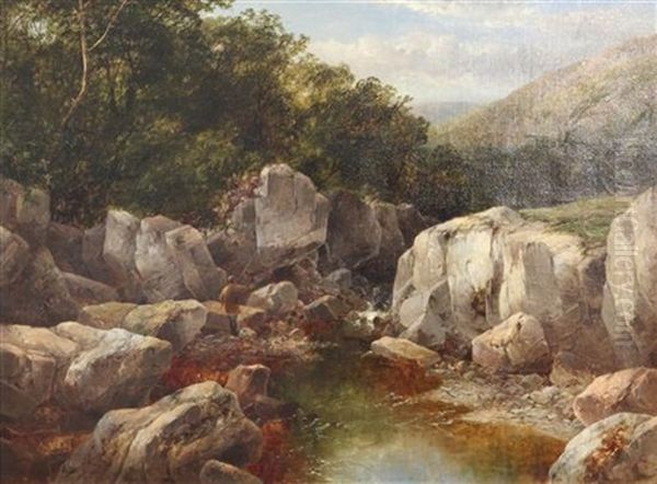 Angler Beside A Mountain Stream - view 1