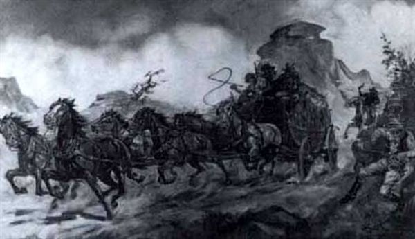 Stagecoach And Bandits - view 1