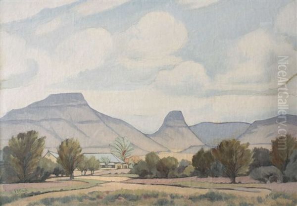 A Farmhouse Against A Mountain Backdrop - view 1