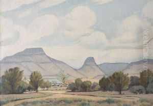 A Farmhouse Against A Mountain Backdrop by Johannes Antonie Smith