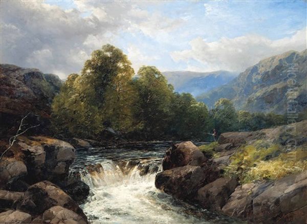 Waterfall On The Conway Llugwy, North Wales - view 1