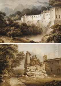I Convento Della Trinita Presso Cava Dei Tirreni (+ Sepolcro Detto Degli Orazi E Curiazi Ad Albano; 2 Works) by John Warwick Smith
