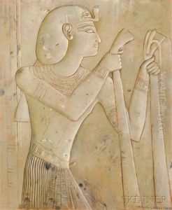 Seti Offering Ceremonial Garments To Horus by Joseph Lindon Smith