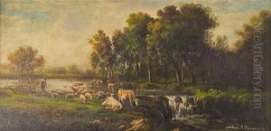 Paesaggio Fluviale Con Armenti E Pastore by Antonio M. Brancaccio