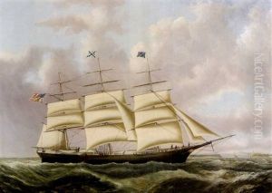 The American Clipper Ship "ocean Express" Entering The Golden Gate by Joseph B. Smith