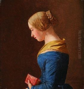 Profile Portrait Of A Young Woman In A Blue Dress Profile Portrait Of A Young Woman In A Blue Dress