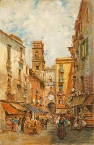 Strassenansicht In Neapel Mit Blick Auf Sant'eligio Maggiore