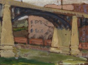 Bridge And Train Cars by Lewis Edward Smith