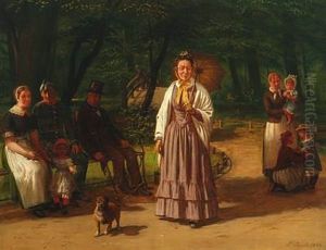 A Sunny Day In The Park by Ludwig August Smith