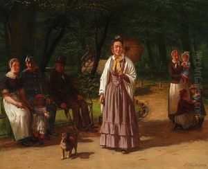 View From A Park, Presumably Frederiksberg Garden by Ludwig August Smith
