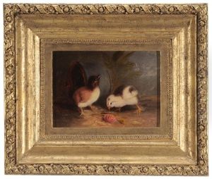 Two Chicks With A Rose And Firkin by Mary Russell Smith