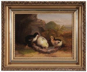 Three Chicks Drinking From An Old Canteen At Gettysburg by Mary Russell Smith