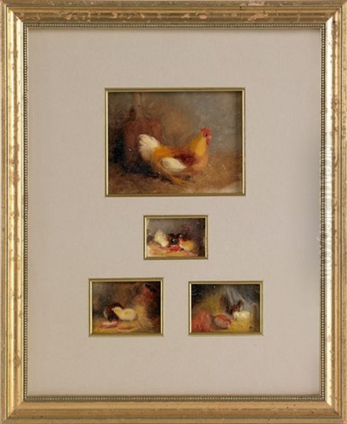 Sketches Of Chickens And Chicks (4 Works In 1 Frame) - view 1