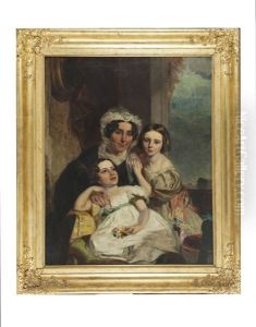 Gran Bess' - Portrait Of Elizabeth Tanner Of Cork, With Two Grandchildren by Stephen Catterson Smith