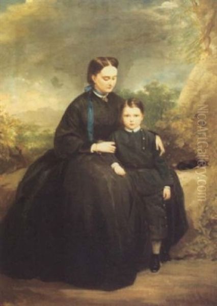 Portrait Of A Lady With Her Son In A Landscape - view 1