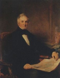 Portrait Of Sir Richard John Griffith, 1st Bt., In A Black Frock Coat And White Shirt, His Left Arm Resting On A Book, Holding A Geological Map Of Ireland In His Right Hand, In An Interior Portrait Of Sir Richard John Griffith, 1st Bt., In A Black Frock Coat And White Shirt, His Left Arm Resting On A Book, Holding A Geological Map Of Ireland In His Right Hand, In An Interior