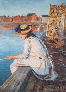 Girl Fishing by Wilhelm Smith