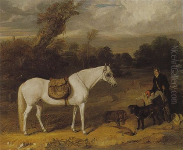 A Sportsman In A Landscape With His Pony And Dogs - view 1