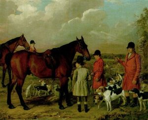 Hunt Servants And Hounds, With Stables Beyond Hunt Servants And Hounds, With Stables Beyond