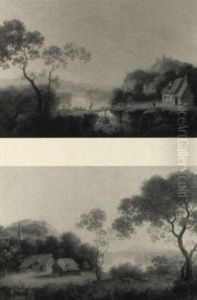 Extensive River Landscapes With Thatched Cottages And Herdsmen Extensive River Landscapes With Thatched Cottages And Herdsmen