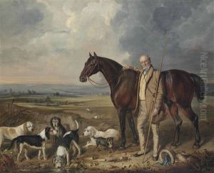 Sir Rowland Hill, Of Hawkstone (1772-1842), With Otter Hounds, A Terrier And His Horse, In An Extensive Landscape