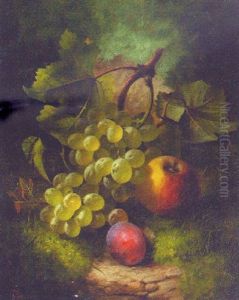 Grapes, A Plum And An Apple On A Mossy Bank Grapes, A Plum And An Apple On A Mossy Bank