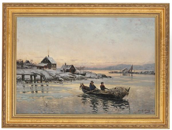 Vinterlandskap Med Garnfiskere I Robat - view 1