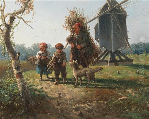 Brushwood Gatherers By A Windmill - view 1