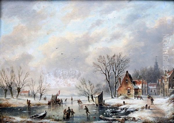 Ijsgezicht Met Een Winters Dorp - view 1