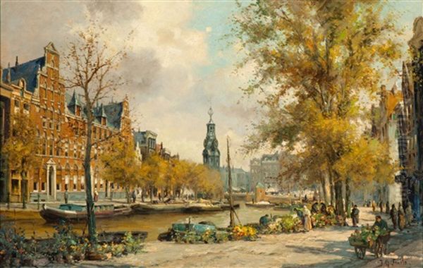 View Of The Flower Market On The Singel With The Munttoren In The Background, Amsterdam - view 1