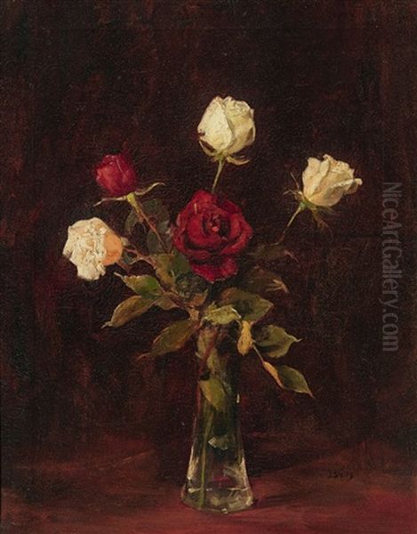 Roses In A Glass Vase - view 1