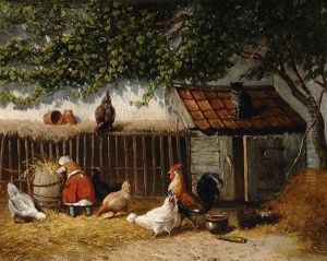 Farmyard With Chickens by Jan Geerard Smits