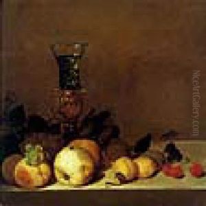 Fruits Et Verre Rohmer Sur Un Entablement by Theodorus Smits