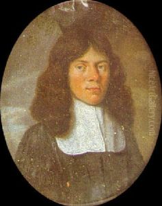 A Gentleman With Long Brown Hair, Wearing Black Robes And Lace Lawn Collar