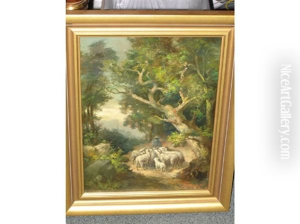 Sheep Herder In Forest Clearing - view 1