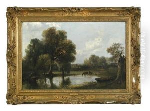 Horses At A Pond by Edward Robert Smythe
