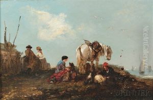 Travelers Resting Near The Shore by Edward Robert Smythe