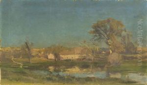 A Barn Seen From Across A Shimmering Pond by Eugene Leslie Smythe