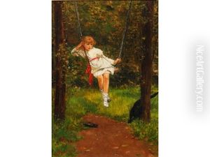 A Girl On A Swing In A Garden