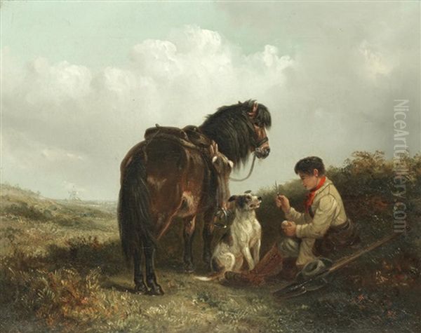 The Midday Meal, A Boy With His Pony And Dog - view 1