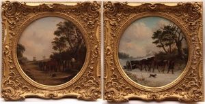 Winter Landscape With Horse-drawn Log Cart by Thomas Smythe