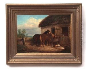 Horses And Chickens Before A Stable Door Horses And Chickens Before A Stable Door