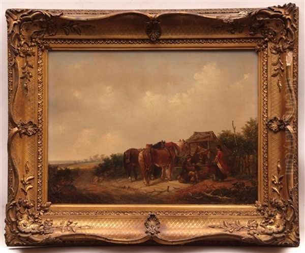 Figures And Horses At A Roadside Well - view 1